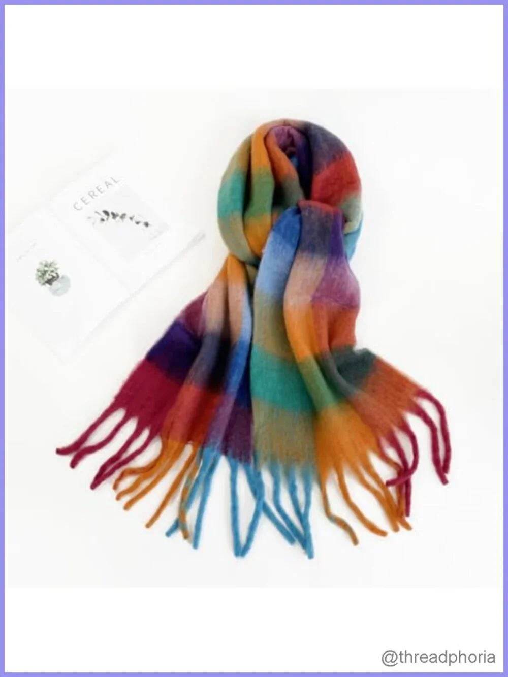 Women's Plaid Winter Scarf Wrap with Tassels - Chunky Knit Warm Fashion Scarf